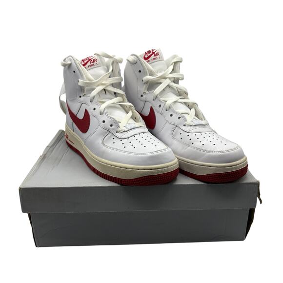 Nike Air Force 1 '07 High White Red Size 9 - Picture 2 of 16